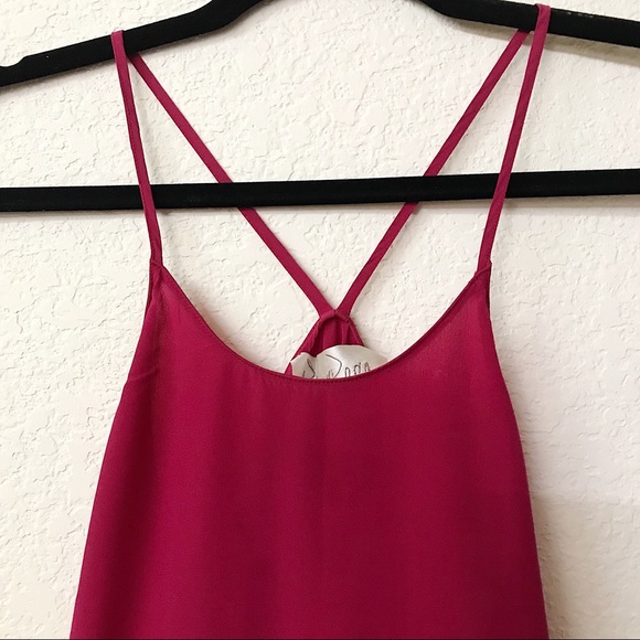 Rory Beca 100% Silk Pink Split Strap Tank - Picture 2 of 5